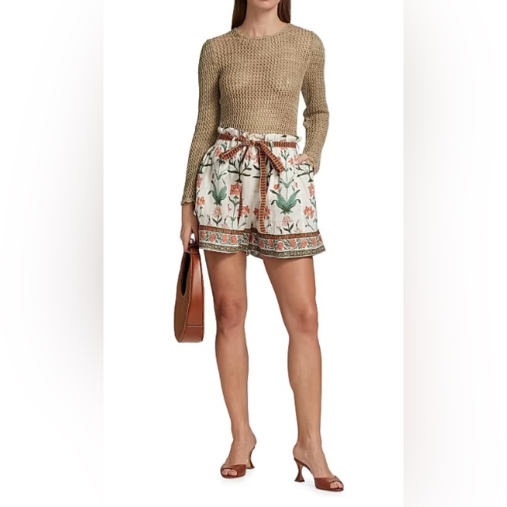 Hannah Artwear Floral Linen Drawstring Shorts